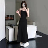 Dodobye Summer Women  Sexy Sleeveless Maxi Dress Spaghetti Strap Backless Slim RobeParty Clubwear