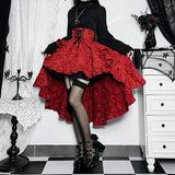 Women's Gothic Design Half Skirt 2024 New Summer Music Festival Party Punk Tie Poncho High Waisted Waist Drag Half Skirt