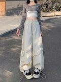 Dodobye New Street Hip Hop Wide Legged Casual Women Pants Zipper Open Splice with Tears Thin Loose Men and Women Pants