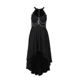 Women's Gothic Diablo Style Summer Long Dress 2024 New Hanging Neck Sleeveless Front Short Back Long Dresses