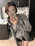 Black Friday Dodobye Kawaii Polka Dot Print Sweater Women Long Sleeve Cropped Knitted Cardigan Ballet Style Mori Girl Cutecore Winter Clothes