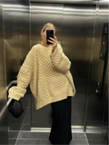 Dodobye Knitted Round Neck Solid Color Women's Sweater Casual Loose Long Sleeved Oversized Pullover Autumn Warm Commute High Streetwear