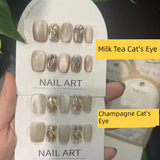 Dodobye Wearing Nail Milk Tea Color Flashing Classy Crystal Cat's Eye
