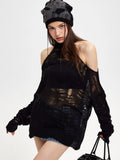 Black Friday Dodobye Y2k Spider Web Knitwear Hollow Out Sweaters Goth Mesh Hole Halter Collar Top Grunge E-Girl Pullover Streetwear Clothes