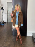 Dodobye Fashion Brown Lapel With Pocket Jacket Woman Casual Single Breasted Long Sleeve Short Coat 2024 Lady Autumn High Street Outwear