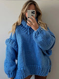 Dodobye Autumn Solid Color Turtleneck Knit Women's Pullover Casual Loose Long Sleeve Sweater Female 2024 Winter Lazy High Streetwear