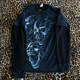 Dodobye Y2K Aesthetic Gothic Skull Print Tops Halloween Punk Style Cbyer Grunge T-shirt Emo 00s Vintage Long Sleeve Pullovers Tee