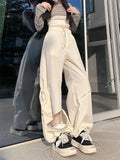 Dodobye New Street Hip Hop Wide Legged Casual Women Pants Zipper Open Splice with Tears Thin Loose Men and Women Pants