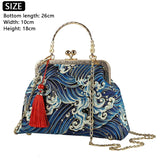 Dodobye Vintage Fringe Bag Small Shell Bags Chain Women Shoulder Crossbody Bag Crane Flying Women's Handbags Purses Embroidery