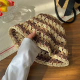 Dodobye Hollow Striped Bucket Hats For Women Spring Summer Sun Hat Female Crochet Fishermen Cap Outdoor Travel Basin Caps Panama Gorros