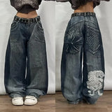 Dodobye 2024 American New Fashion Baggy Jeans Y2K Harajuku Oversized Print Casual Retro High-waisted Jeans Men And Women Wide Trousers