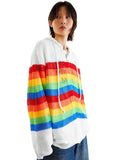 Black Friday Dodobye Y2k Colorful Stripes Zip Up Hoodies Women Hollow Out Knitted Oversized Sweatshirts Streetwear Fashion Hip Hop Tops Coat