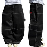 Dodobye Y2K New Harajuku High Street Fashion Casual Letters Embroidered Jeans Hip-hop Pop Punk High Waist Wide-leg Pants Men And Women