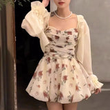 Dodobye Women Summer Floral Suspender Belt Sweet Dress Fashion Tighten The Waist 2024 New Spring Summer Dress Elegant Kawaii Dress