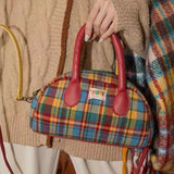 Dodobye Fashion Handbag for Women Vintage American Style Plaid Fresh Cute Shoulder Bag New Luxury Designers Zipper Crossbody Bag