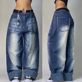 Dodobye American New Harajuku Oversized Tiger Embroidered Baggy Jeans Men And Women Y2K Street Vintage Fashion High Waist Wide Leg Pants
