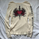 Dodobye Mall Goth Y2K Aesthetics Grunge Tees Retro Heart Sword Print T Shirt Women Long Sleeve Slim Fit Sweats Tops 90s Vintage Clothes