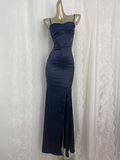 Dodobye Sexy Sheath Spaghetti Straps Navy Blue Long Vacation Dress Birthday Dresses SD0074