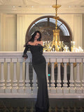 Dodobye Sexy Sheath Off The Shoulder Black Long Sleeves Prom Dresses Evening Dress SD416