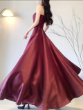 Dodobye Sexy A line Spaghetti Straps Burgundy Long Party Prom Dresses Birthday Outfits SD561