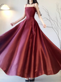 Dodobye Sexy A line Spaghetti Straps Burgundy Long Party Prom Dresses Birthday Outfits SD561