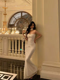 Dodobye Sexy Mermaid Sweetheart White Long Prom Dresses Simple Fold Birthday Outfits SD685