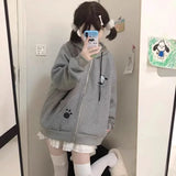 Dodobye Japanese Kawaii Dog Ears Hoodie Sweatshirt 2024 Autumn New Loose Zipper Tops Women Y2k E-Girl Long Sleeve Thin Sweatshirts