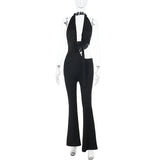 Dodobye Halter Backless Hollow Out Summer Playsuits Rompers Women 2025 Ruffle Holiday Casual Elegant Long Jumpsuits Homewear