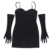 Women's Elegant Shiny Sexy Split Busty Halter Dresses European and American Spice Girls Slim Party Bar Dresses