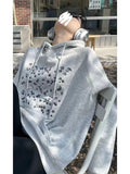 Black Friday Dodobye Star Print Hooded Women Long Sleeve Oversized Streetwear Hip Hop Grey Sweatshirt Loose Casual Autumn Winter Clothes Chic