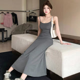 Dodobye Summer Women  Sexy Sleeveless Maxi Dress Spaghetti Strap Backless Slim RobeParty Clubwear