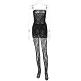 Dodobye- Lace Sleeveless Tube Mini Dresses See Through Foot Legging Plus Size Women'S Sets 2024 Y2K Casual Elegant Party Clothing