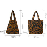 Dodobye Corduroy Leopard Print Bag Ladies Shoulder Casual Tote Shopping Bag Large Capacity Handbags Totes Women Ladies Hand Bags