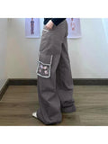 Dodobye-Woman Denim Pants Loose Trousers Low Waist Sweatpants Floor-Length Cargo Pockets Pants Bell Bottoms Hiking Design Pant Y2K