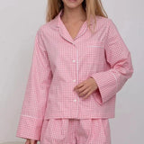 Dodobye Women Lounge 2 Piece Set Home Sleepwear Plaid Pajamas Set Vintage Button Up Blouse Long Sleeve T-shirt Tops + Wide Leg Pants