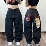 Dodobye 2024 American Oversized Print Jeans Y2K Street Retro Harajuku Hip-hop Popular Loose High-waisted Jeans Men And Women Streetwear