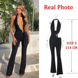 Dodobye Halter Backless Hollow Out Summer Playsuits Rompers Women 2025 Ruffle Holiday Casual Elegant Long Jumpsuits Homewear