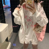 Dodobye Sweet Cute Cat Embroidery Floral Hoodie Jackets 2024 New Loose Cardigan Coat Women Y2k E-Girl Long Sleeve Zipper Tops Mujer