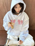 Black Friday Dodobye Kawaii Bow Print Hoodies Women Y2k Long Sleeve Sweatshirt Oversized Sweet Girl Causal Loose Autumn Winter Clothes Ins