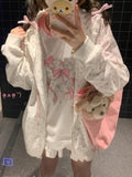 Dodobye Kawaii Pink Angel Graphic T Shirts Women Bow Rabbit Print Oversized Tees Japan Style Raglan Sleeve Summer Cutecore Tops