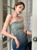 Dodobye Women's Fashion Sleeveless Denim Dress Summer High Waist y2k Streetwear Female Elegant Bodycon Sexy Party Midi Dresses