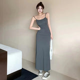 Dodobye Summer Women  Sexy Sleeveless Maxi Dress Spaghetti Strap Backless Slim RobeParty Clubwear