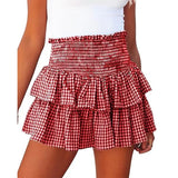 Dodobye Kawaii Plaid Print Ruffles Pleated Short Skirts For Women's Retro y2k Aesthetic High Waist Mini Skirts Female Vacation Clothes