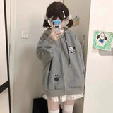 Dodobye Japanese Kawaii Dog Ears Hoodie Sweatshirt 2024 Autumn New Loose Zipper Tops Women Y2k E-Girl Long Sleeve Thin Sweatshirts