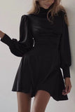 Dodobye Satin Puff Sleeve Strappy Backless Dress