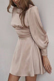 Dodobye Satin Puff Sleeve Strappy Backless Dress