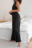 Dodobye Satin Slit Tank Top Wide Leg Long Pants Set