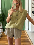 Black Friday Dodobye Casual Knitted Vests Sweater For Women Fashion Button Sleeveless O-neck Cardigan Top Autumn 2024 Lady Versatile Knitwear