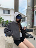 Black Friday Dodobye Baseball Woolen Coat Cropped Bomber Jacket Oversized Streetwear Loose Casual Korean Fashion Uniform Winter Clothes Women