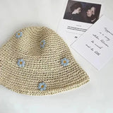 Dodobye Ladies Summer Beach Sun Protection Fresh Little Flowers Fisherman Hat Sweet Lovely Casual Floral Bucket Straw Hat